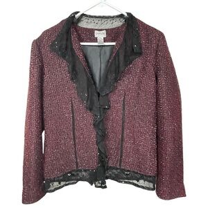Chico's Black Red Tweed Blazer Small